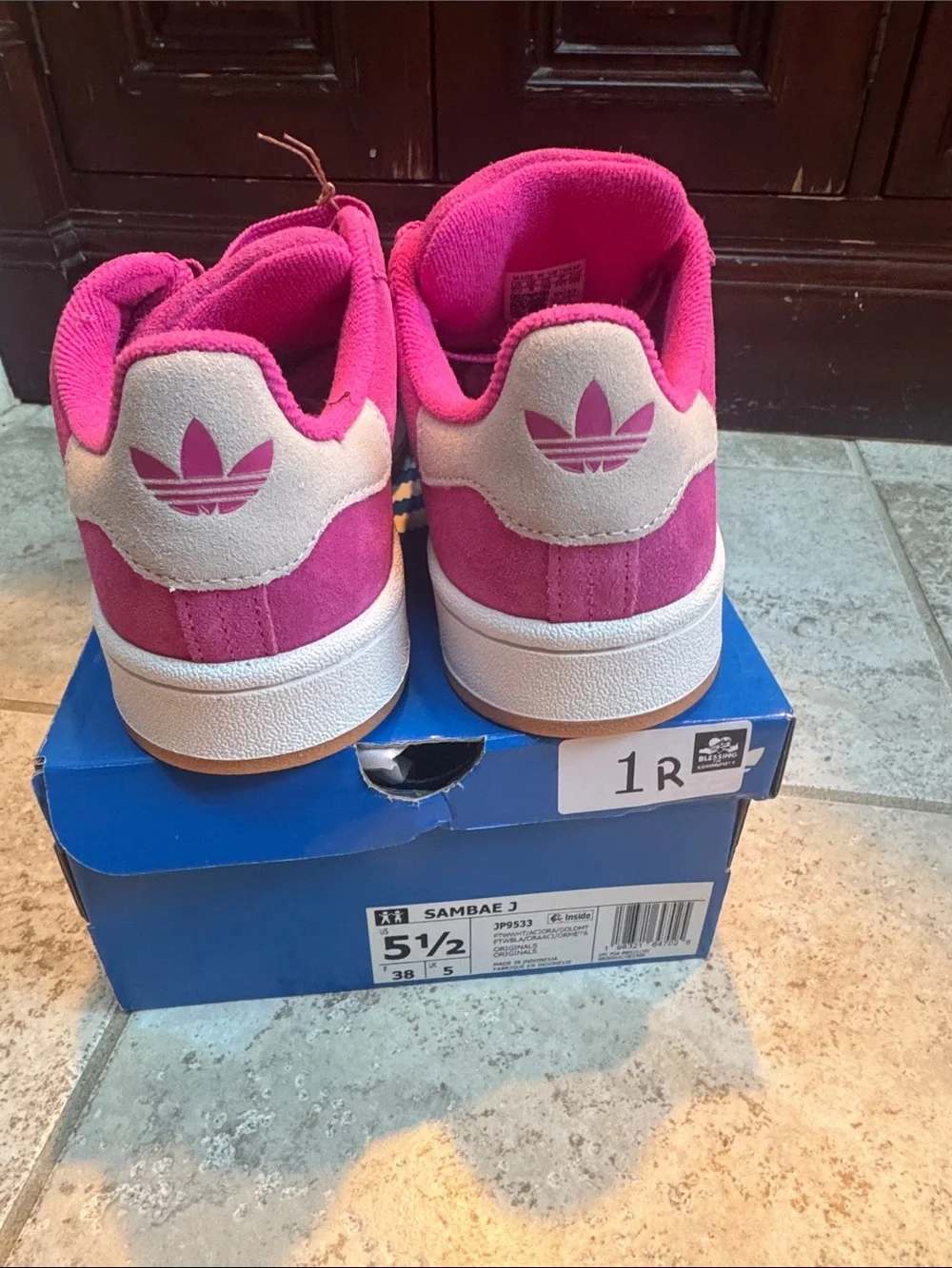adidas Kids Pink Samba Suede Sneakers with White Stripes